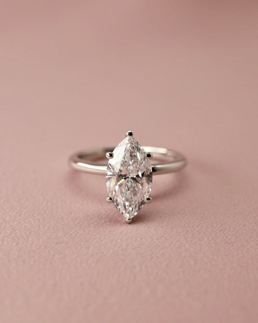 Solitaire Ring with 2.0 CT Marquise Cut Moissanite