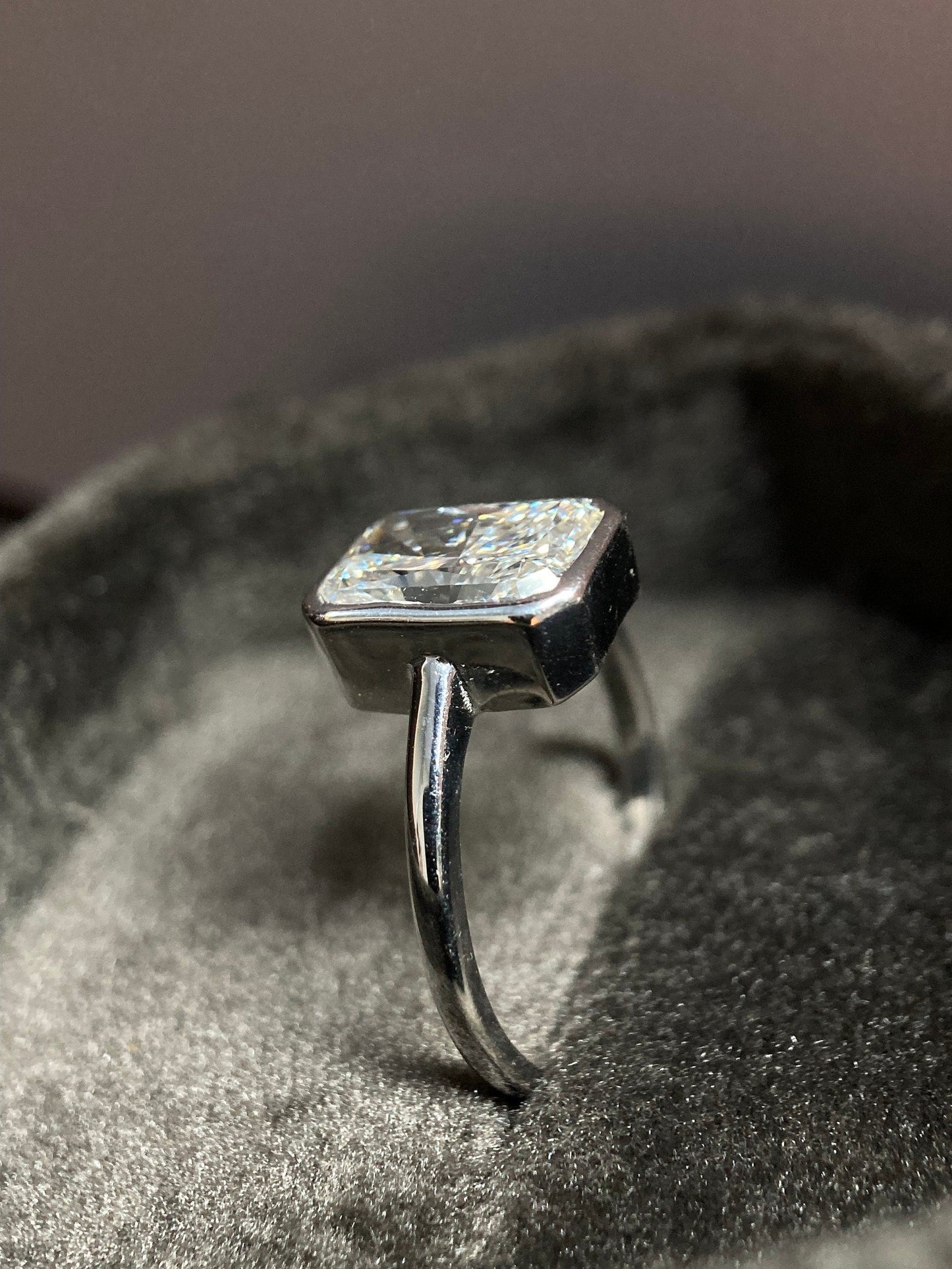 Bezel Ring with 3.0 CT Radiant Cut Moissanite