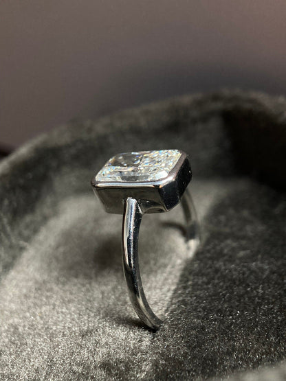 Bezel Ring with 3.0 CT Radiant Cut Moissanite