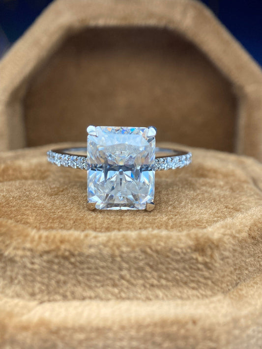 Hidden Halo Ring with 4.0 CT Radiant Cut Moissanite