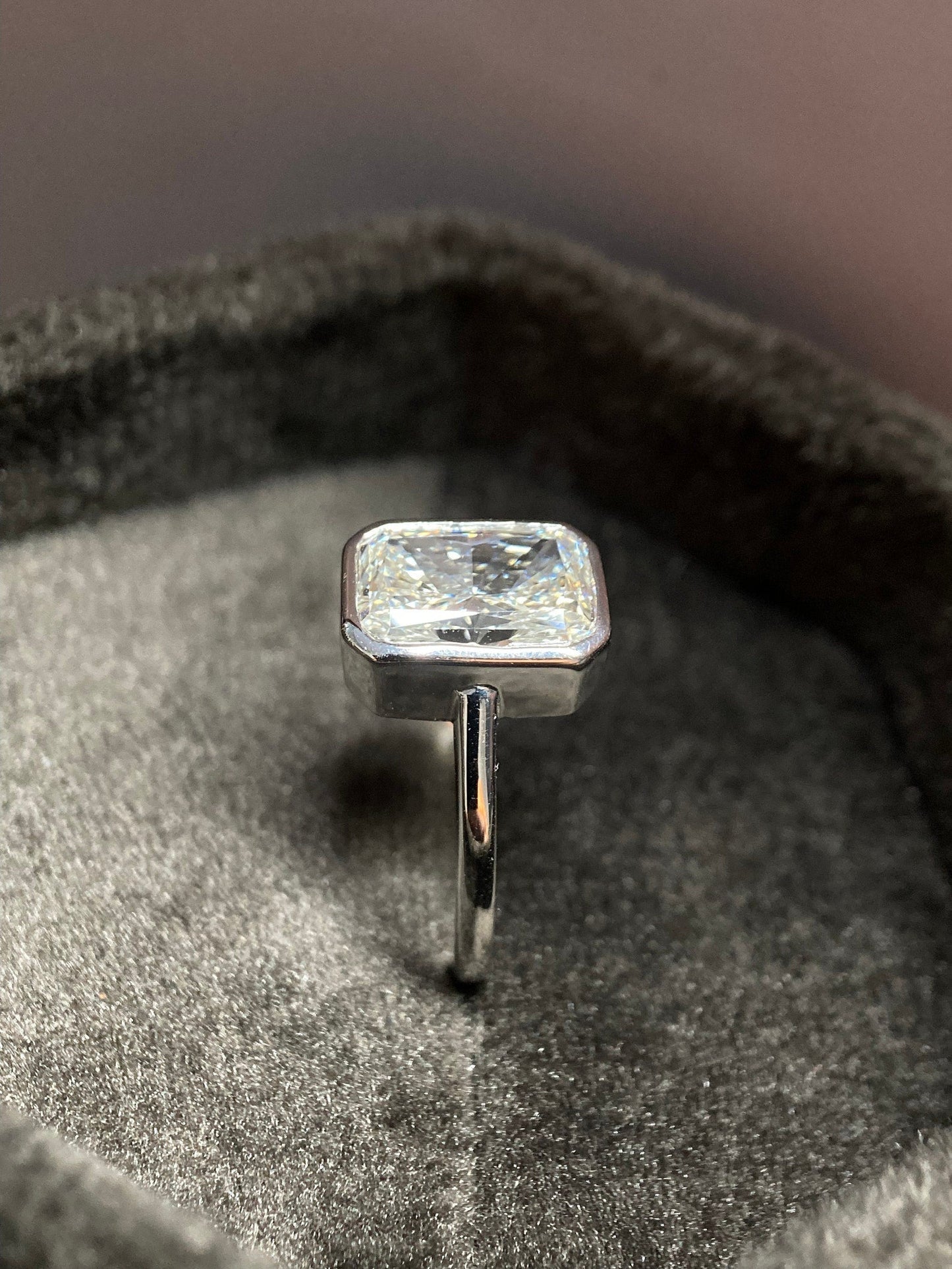 Bezel Ring with 3.0 CT Radiant Cut Moissanite