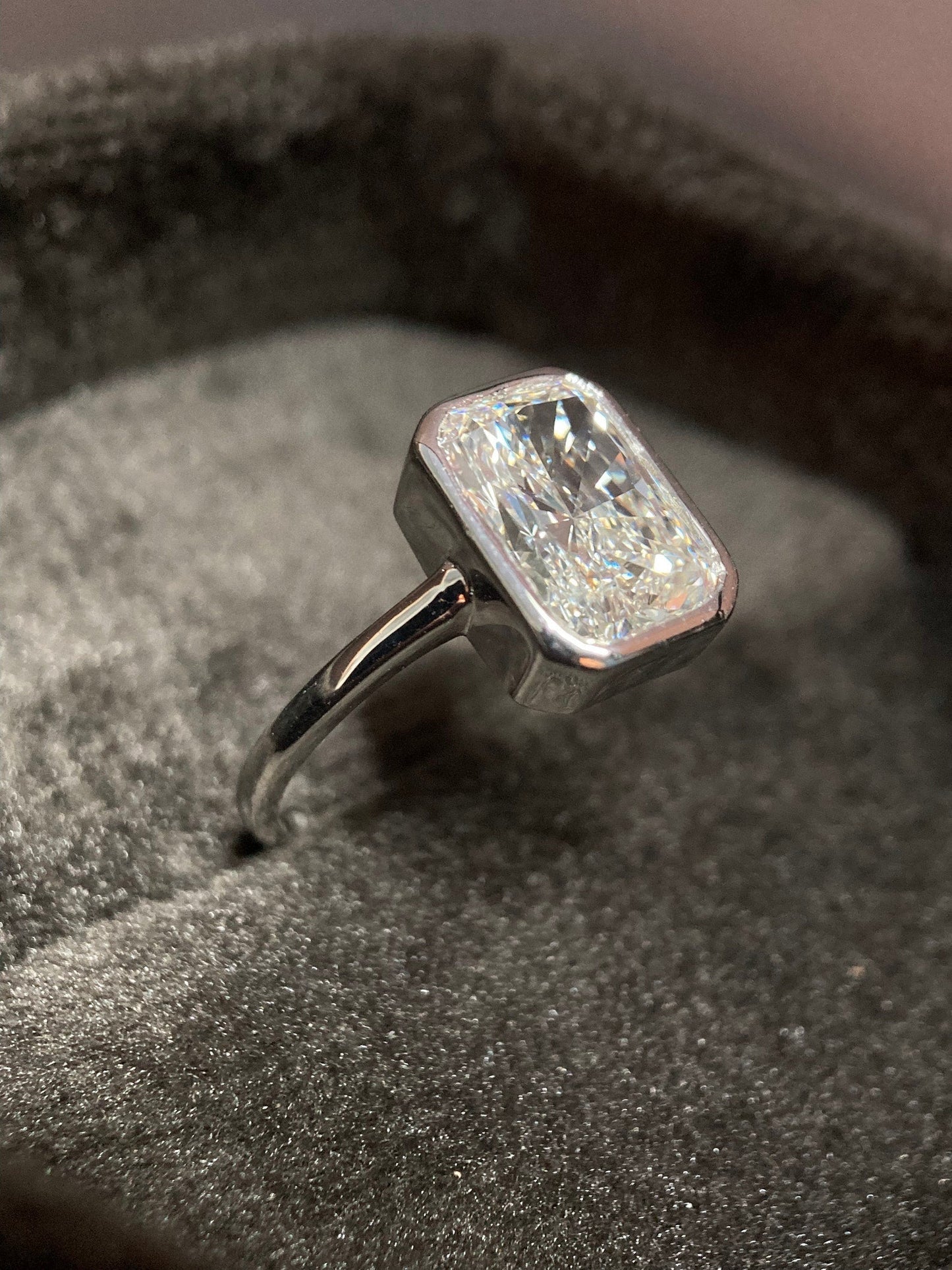 Bezel Ring with 3.0 CT Radiant Cut Moissanite