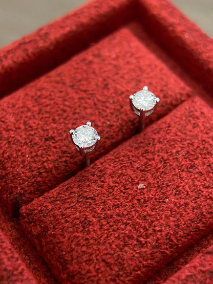 Solitaire Stud Earrings with 0.2 TCW Round Cut Moissanite