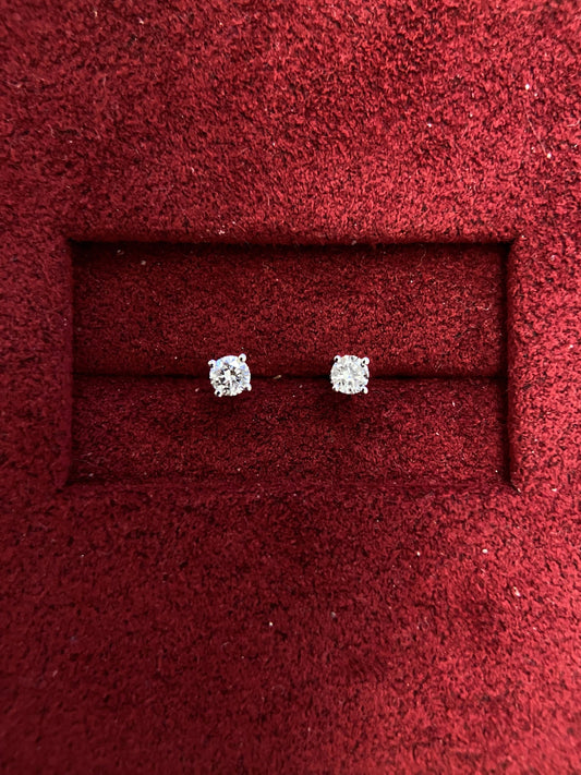 Solitaire Stud Earrings with 0.2 TCW Round Cut Moissanite