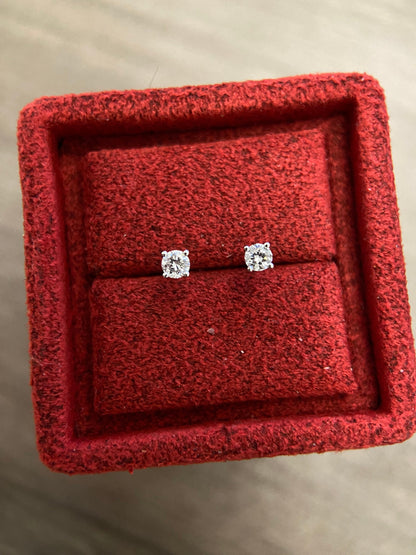 Solitaire Stud Earrings with 0.2 TCW Round Cut Moissanite
