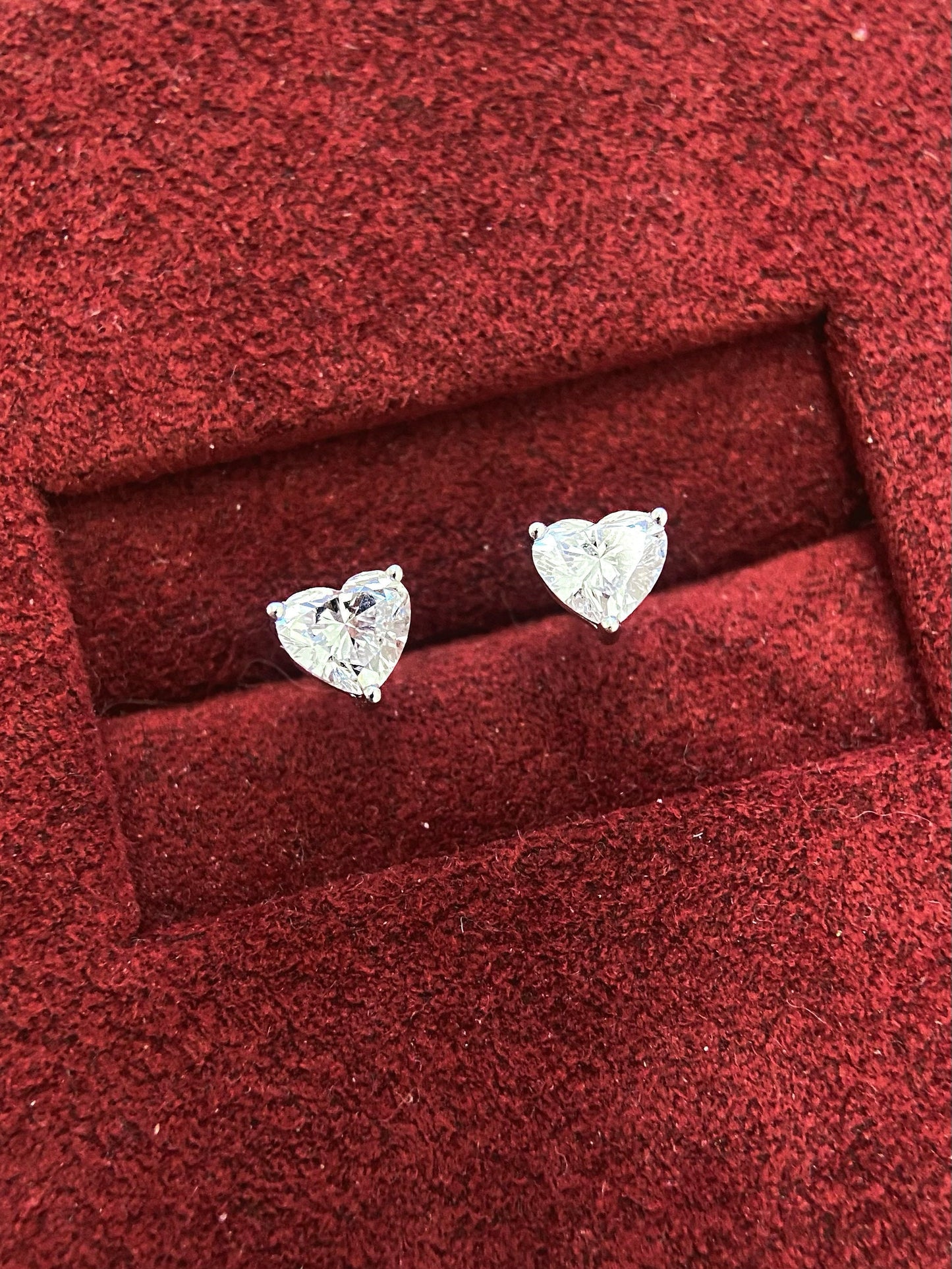 Solitaire Stud Earrings with 1.2 TCW Heart Cut Moissanite