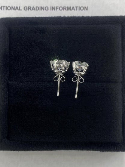 Solitaire Stud Earrings with 3.0 TCW Round Cut Moissanite