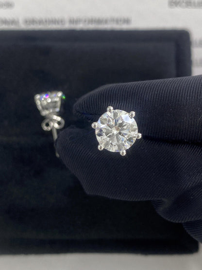 Solitaire Stud Earrings with 3.0 TCW Round Cut Moissanite