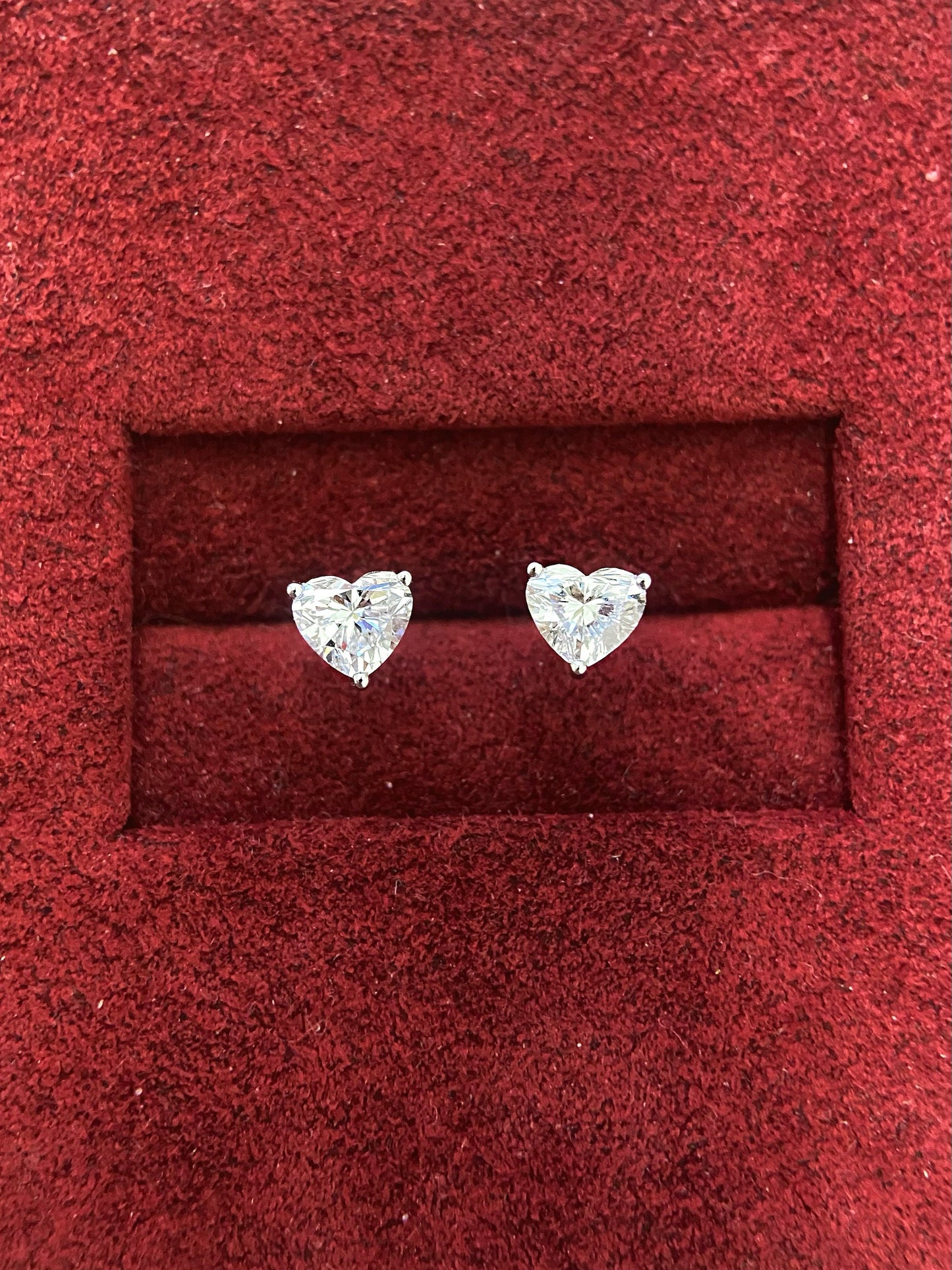 Solitaire Stud Earrings with 1.2 TCW Heart Cut Moissanite