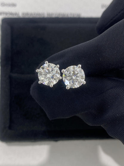 Solitaire Stud Earrings with 3.0 TCW Round Cut Moissanite