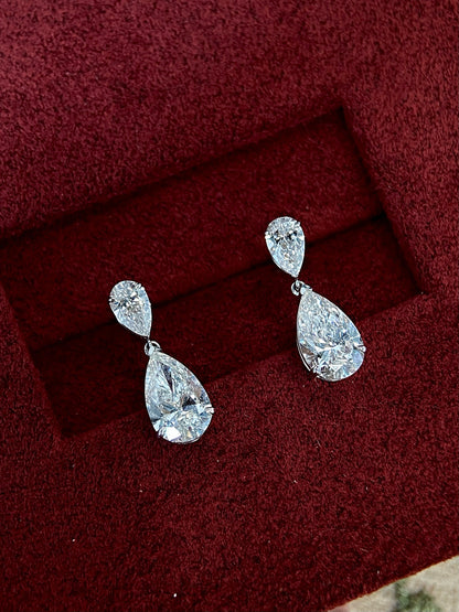 drop Stud Earrings with 2.0 TCW Pear Cut Moissanite