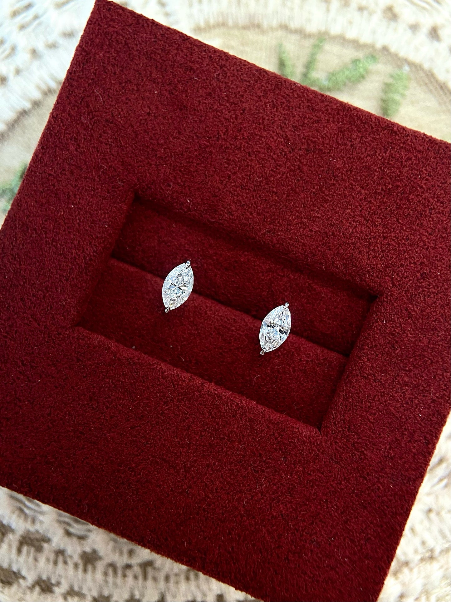 Solitaire Stud Earrings with 0.60 TCW Marquise Cut Moissanite