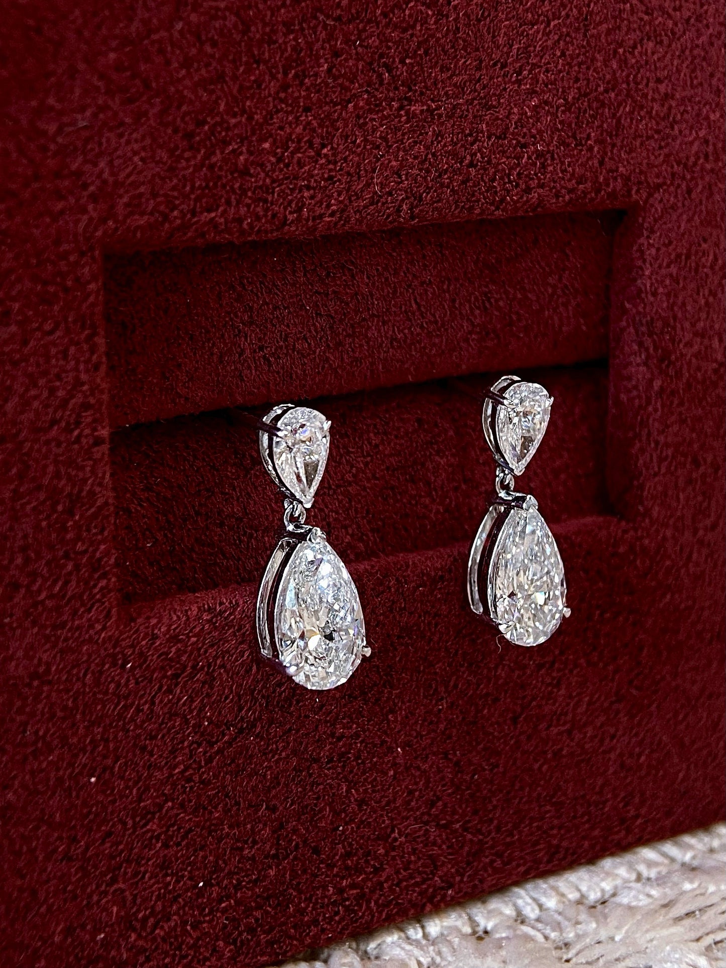 drop Stud Earrings with 2.0 TCW Pear Cut Moissanite