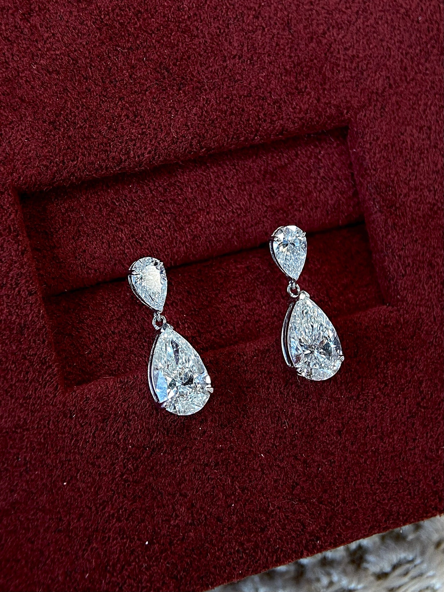 drop Stud Earrings with 2.0 TCW Pear Cut Moissanite