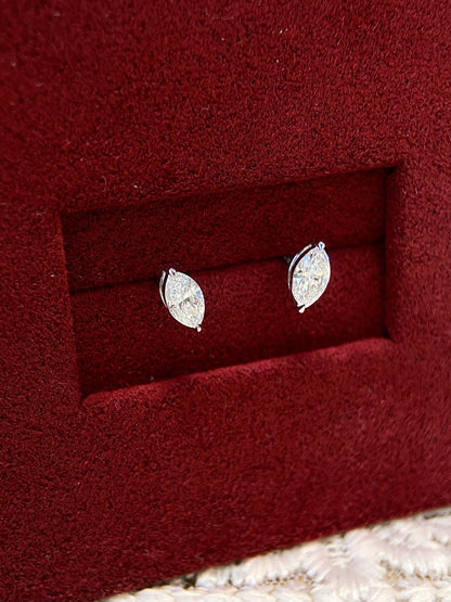 Solitaire Stud Earrings with 0.60 TCW Marquise Cut Moissanite