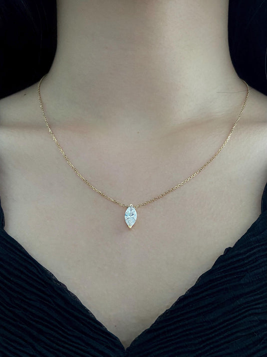 Solitaire Necklace with 1.20 TCW Marquise Cut Moissanite