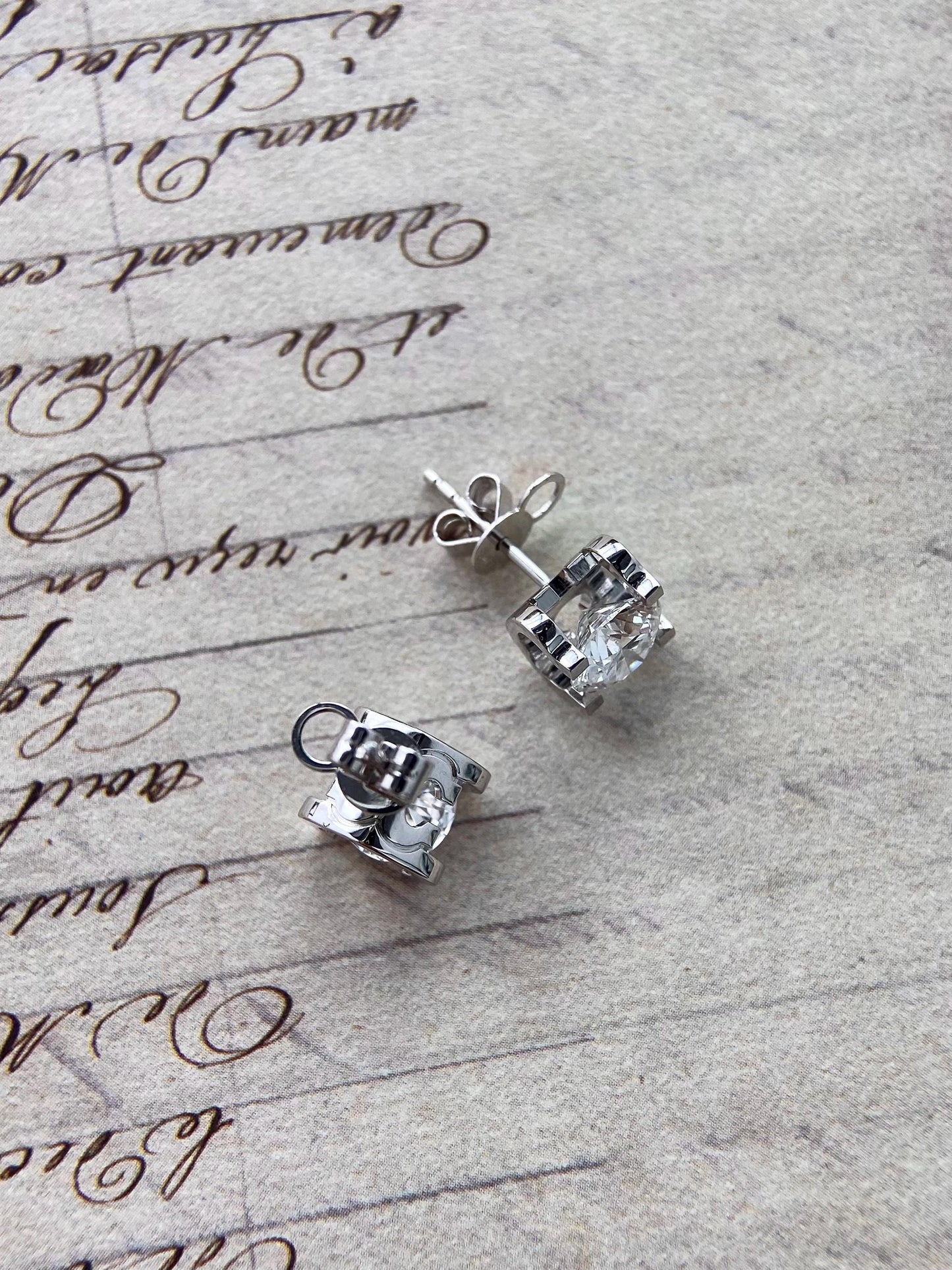 Solitaire Stud Earrings with 2.0 TCW Round Cut Moissanite