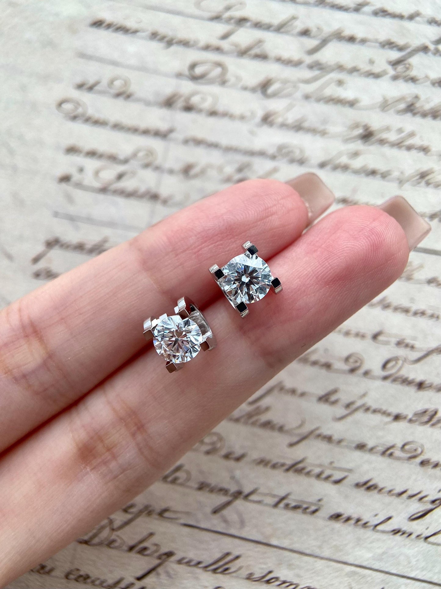 Solitaire Stud Earrings with 2.0 TCW Round Cut Moissanite