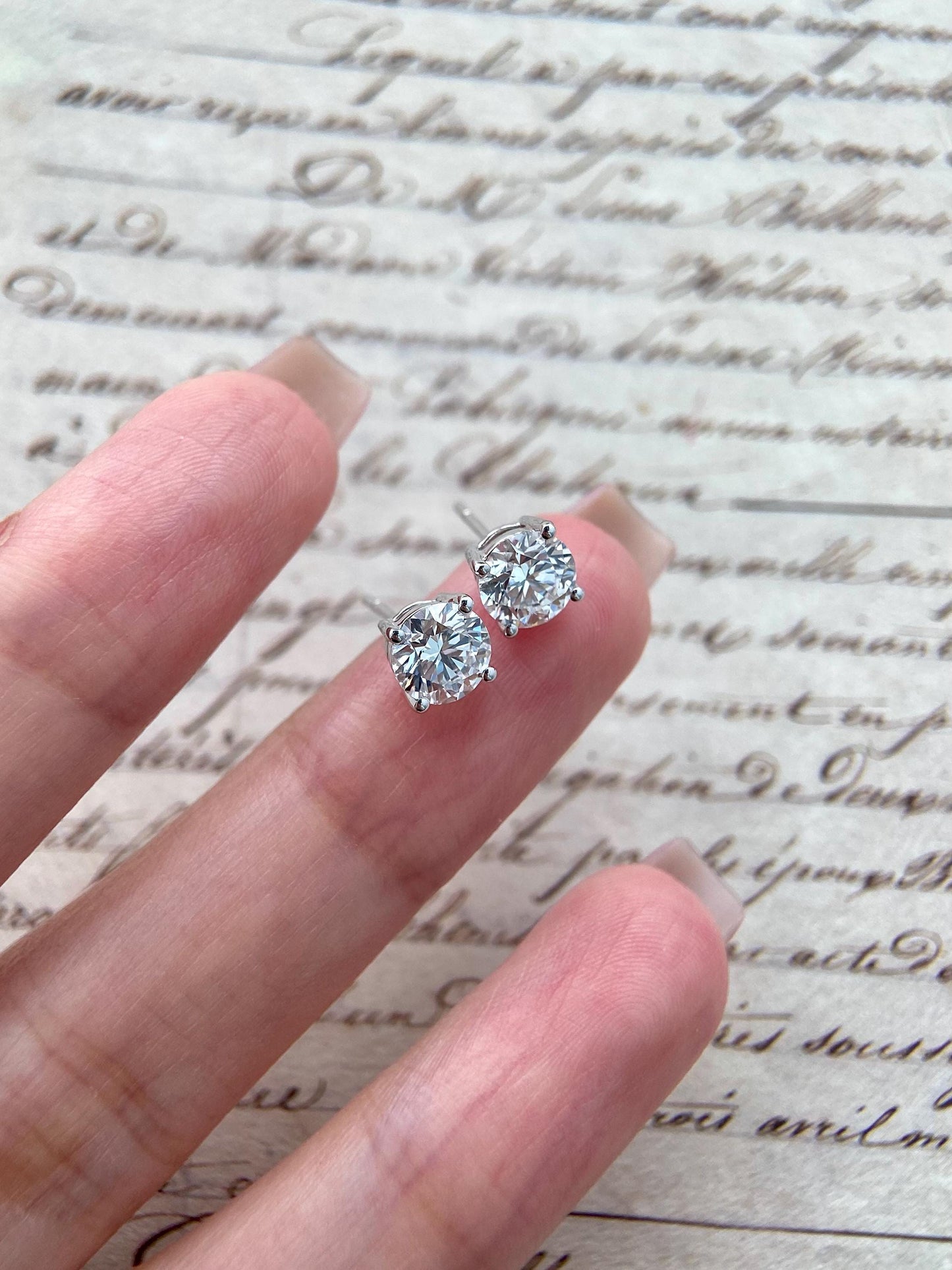 Solitaire Stud Earrings with 2.0 TCW Round Cut Moissanite
