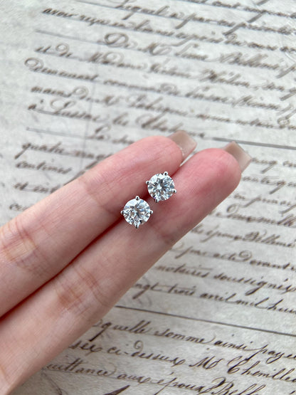 Solitaire Stud Earrings with 2.0 TCW Round Cut Moissanite