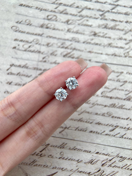 Solitaire Stud Earrings with 2.0 TCW Round Cut Moissanite