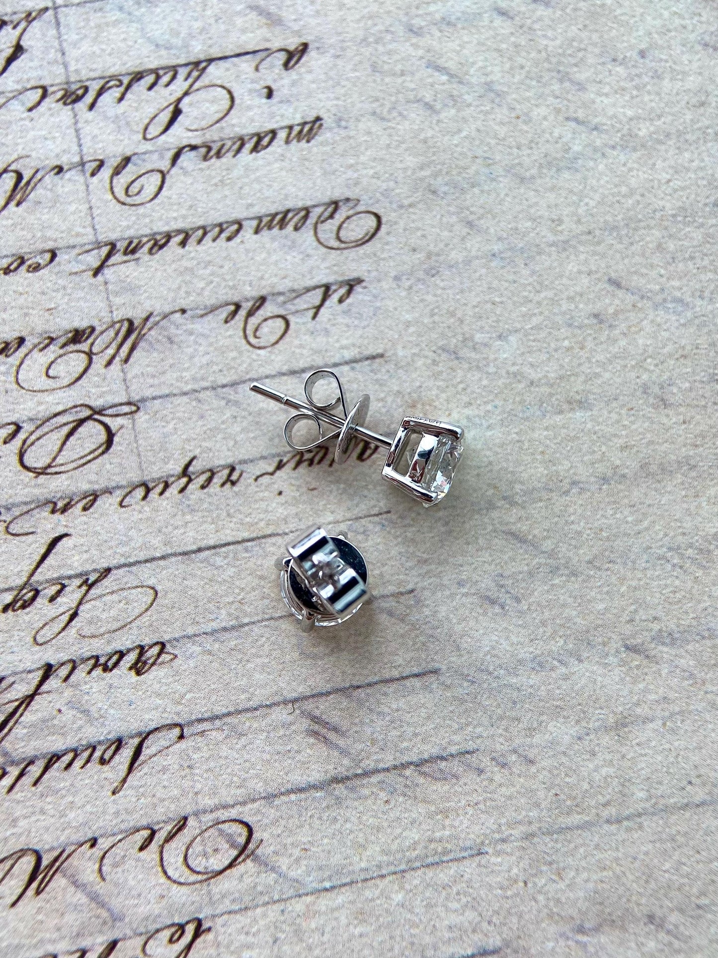 Solitaire Stud Earrings with 2.0 TCW Radiant Cut Moissanite