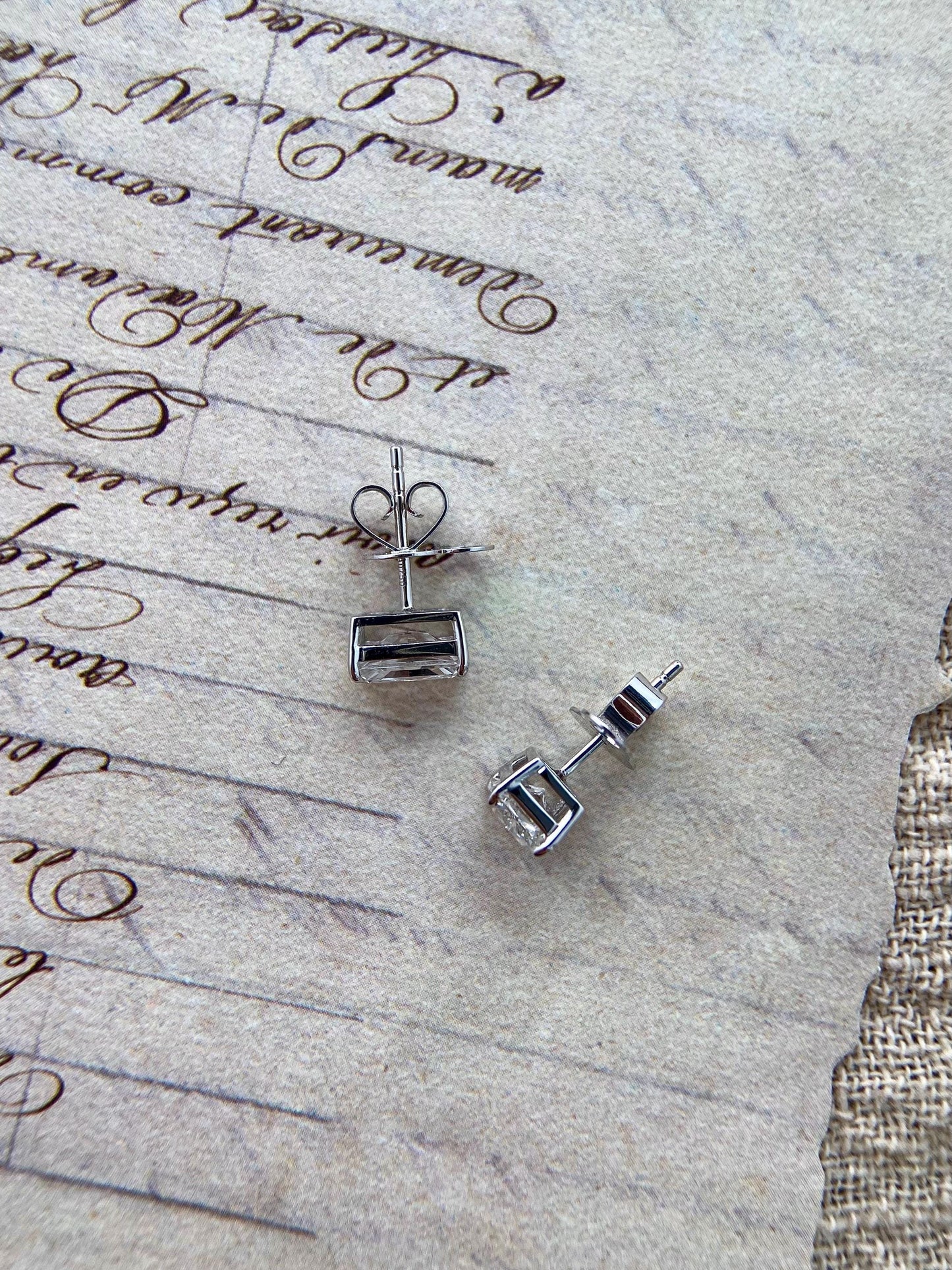 Solitaire Stud Earrings with 2.0 TCW Radiant Cut Moissanite