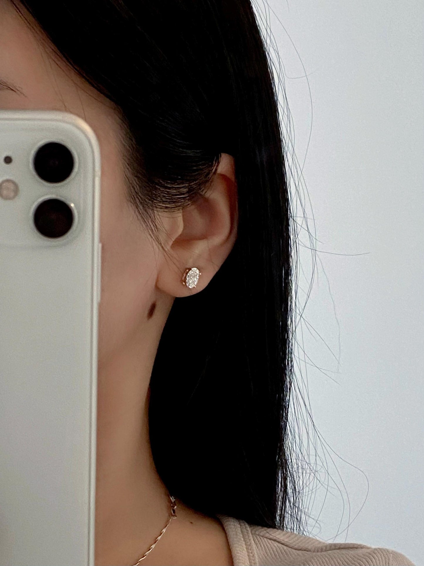 Solitaire Stud Earrings with 2.0 TCW Oval Cut Moissanite