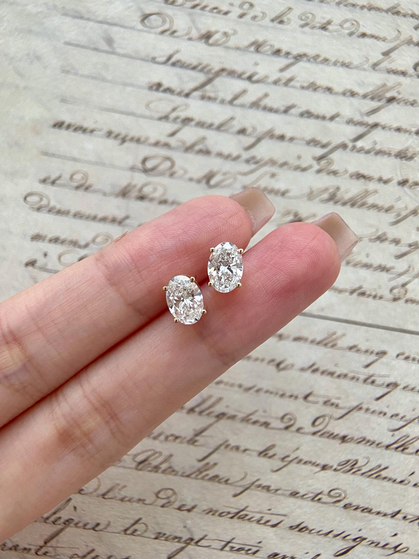 Solitaire Stud Earrings with 2.0 TCW Oval Cut Moissanite