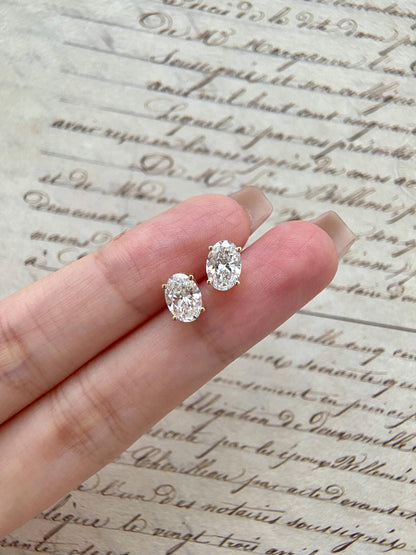 Solitaire Stud Earrings with 2.0 TCW Oval Cut Moissanite