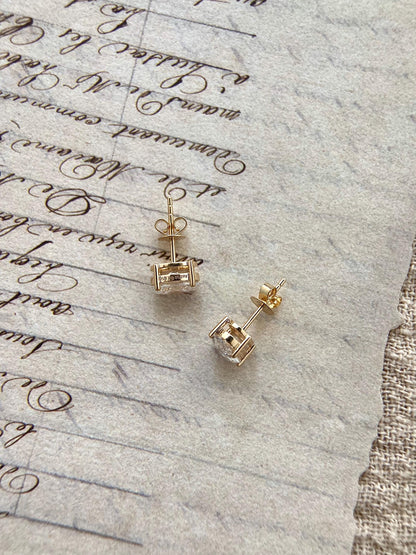 Solitaire Stud Earrings with 2.0 TCW Oval Cut Moissanite