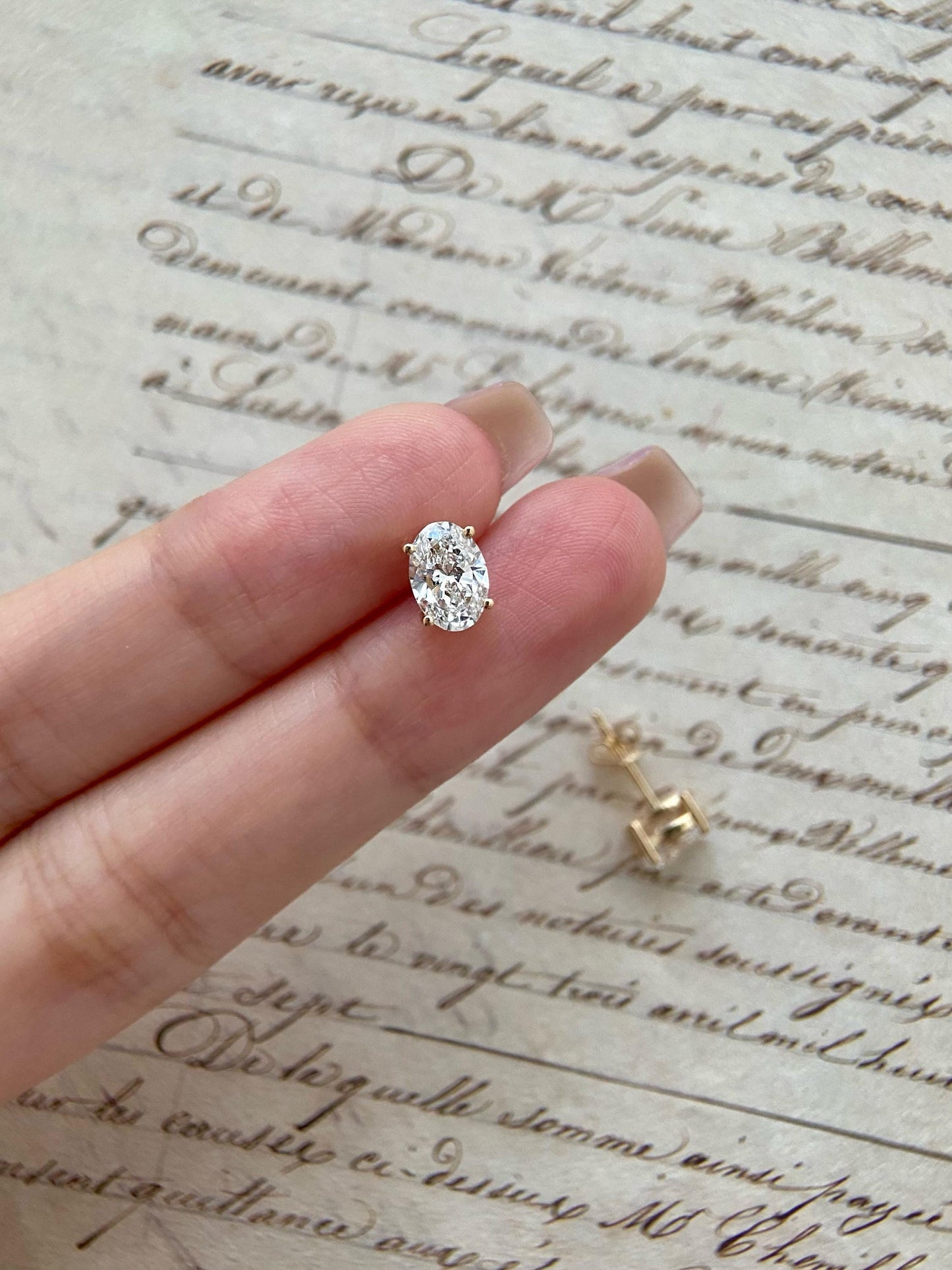Solitaire Stud Earrings with 2.0 TCW Oval Cut Moissanite