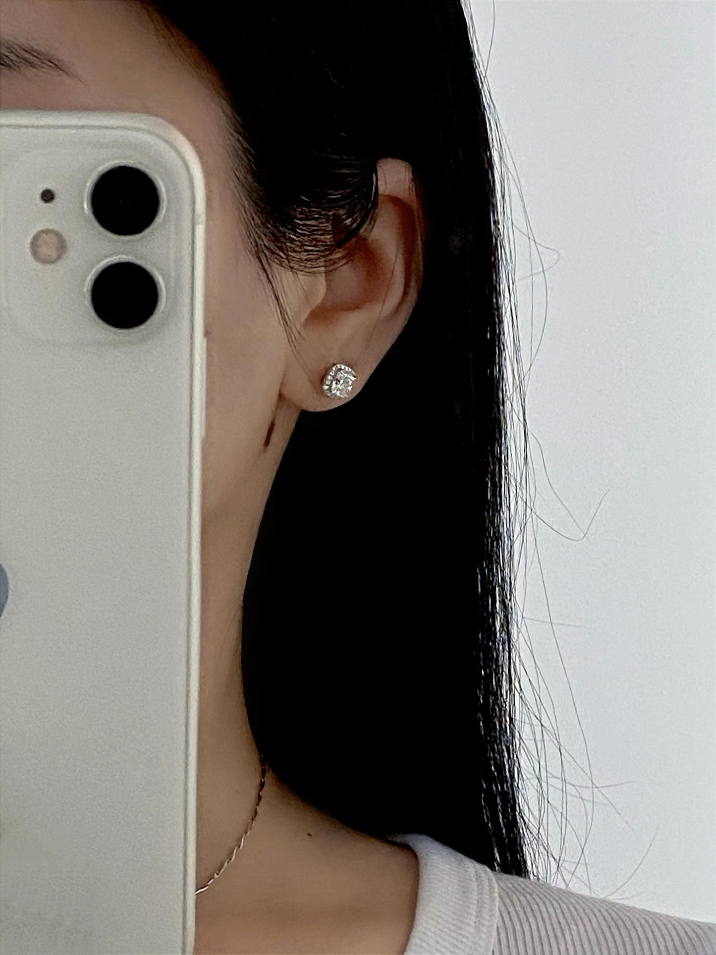 Halo Earrings with 1.0 TCW Cushion Cut Moissanite
