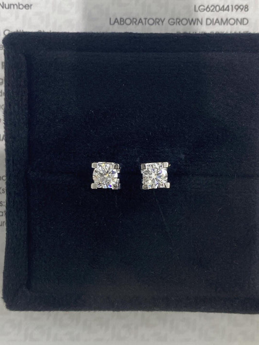 Martini Stud Earrings with 1.0 TCW Round Cut Moissanite