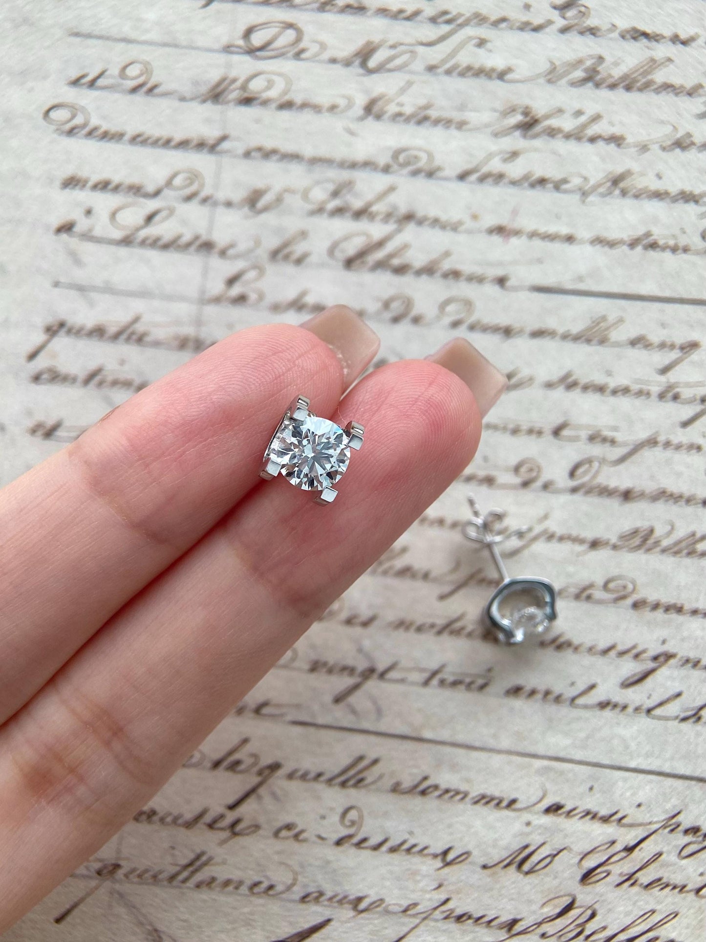 Solitaire Stud Earrings with 2.0 TCW Round Cut Moissanite