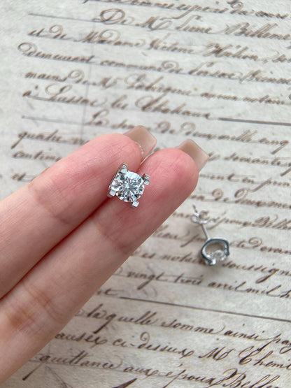 Solitaire Stud Earrings with 2.0 TCW Round Cut Moissanite