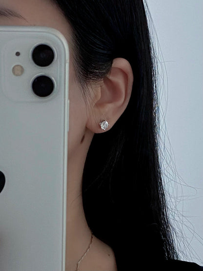 Solitaire Stud Earrings with 2.0 TCW Round Cut Moissanite