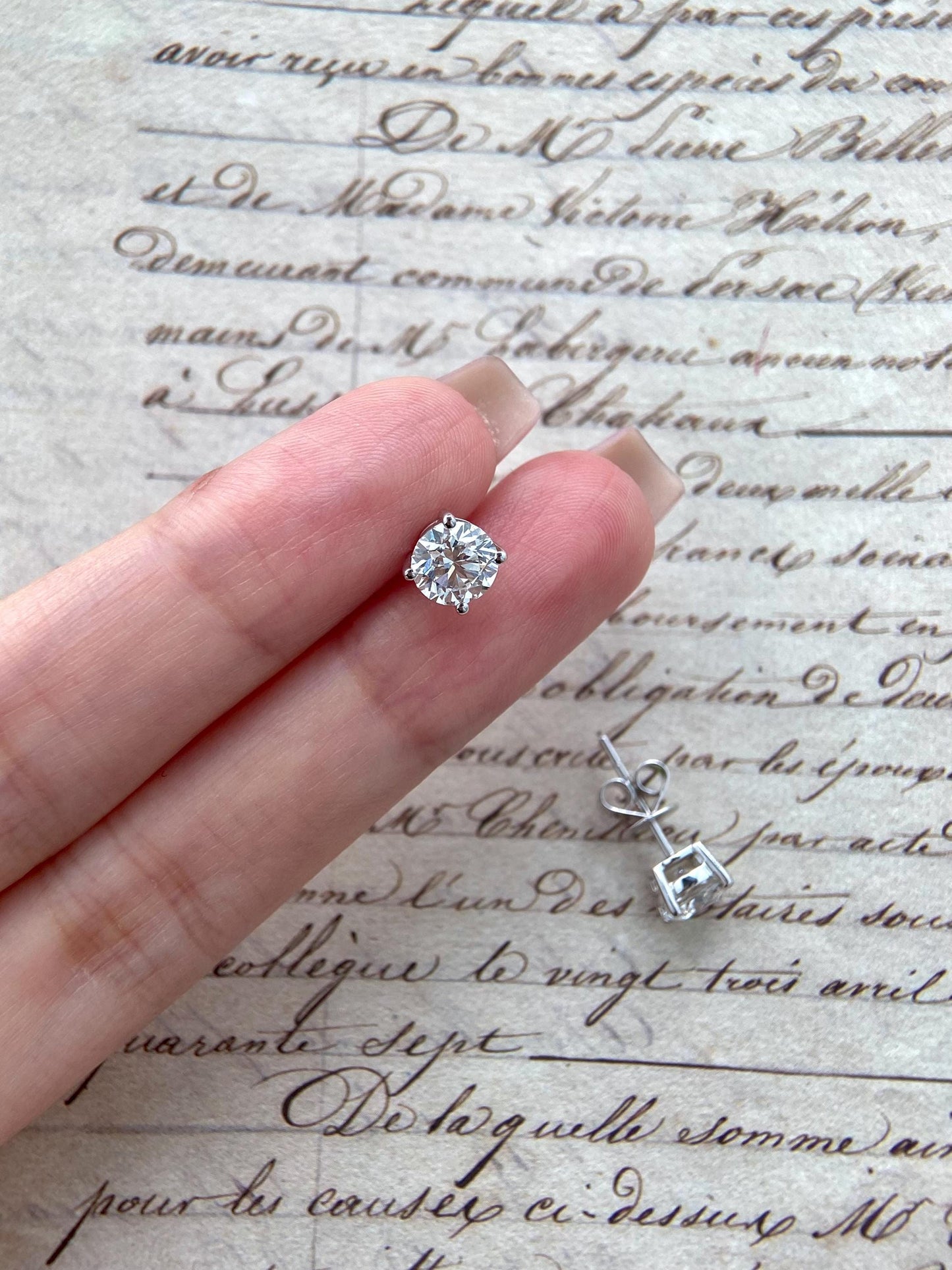 Solitaire Stud Earrings with 2.0 TCW Round Cut Moissanite