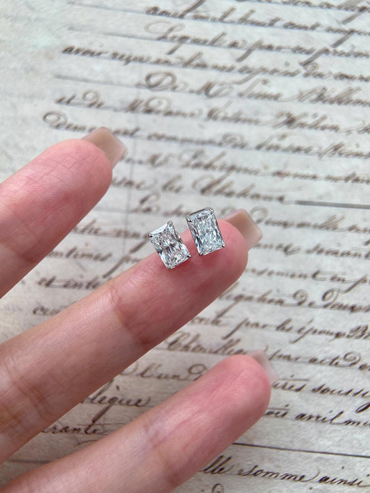 Solitaire Stud Earrings with 2.0 TCW Radiant Cut Moissanite