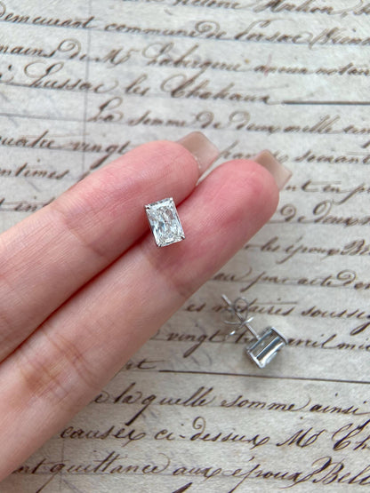Solitaire Stud Earrings with 2.0 TCW Radiant Cut Moissanite