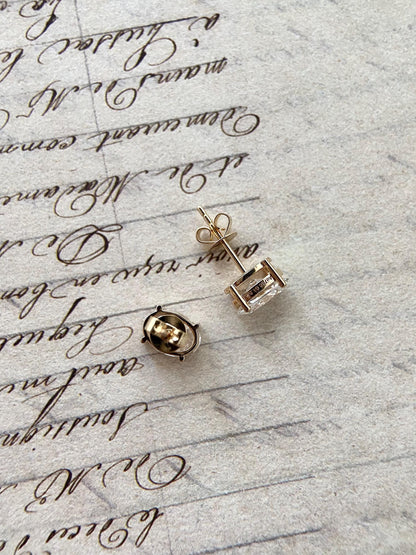Solitaire Stud Earrings with 2.0 TCW Oval Cut Moissanite