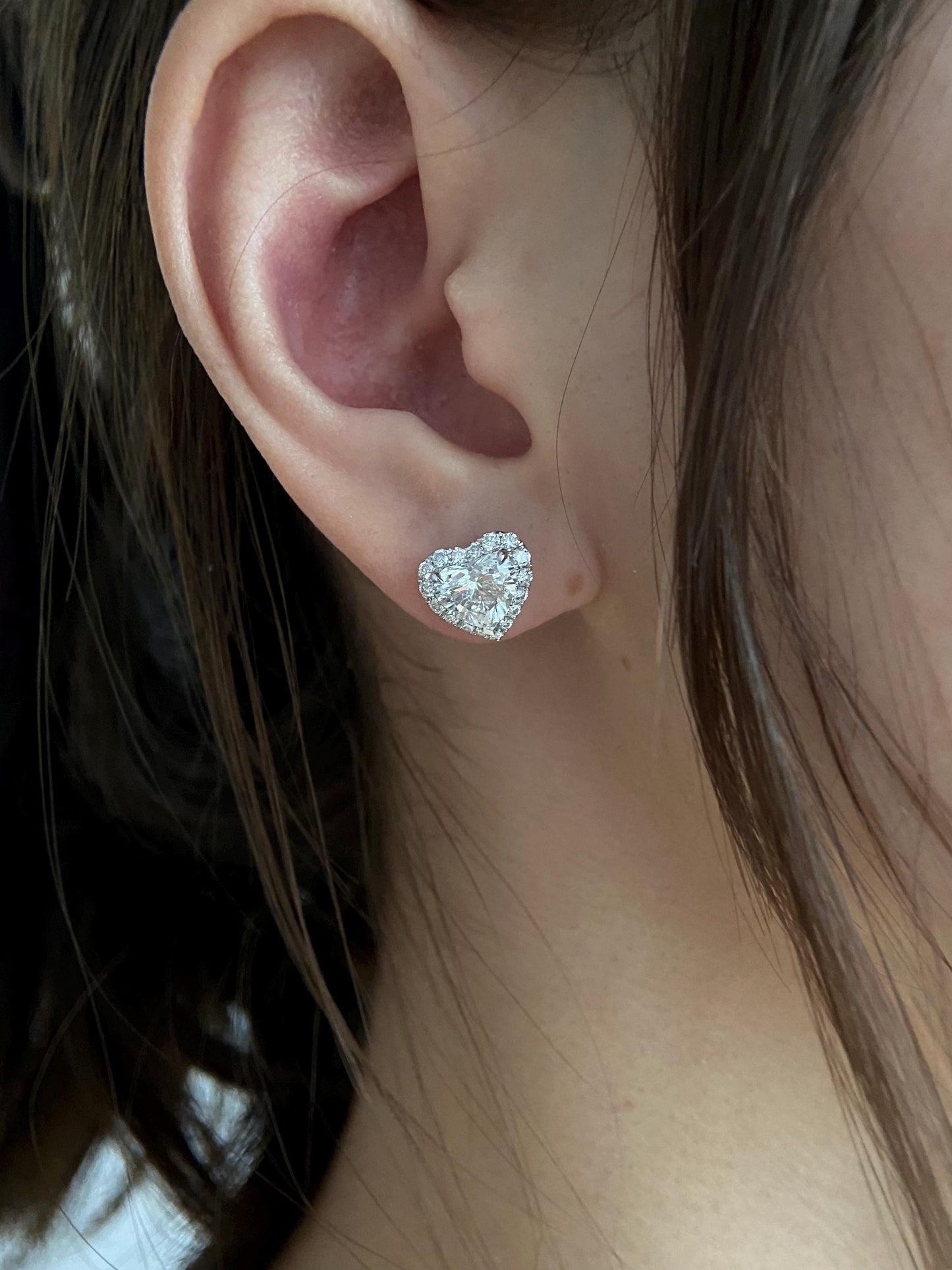 Solitaire Stud Earrings with 2.0 TCW Heart Cut Moissanite