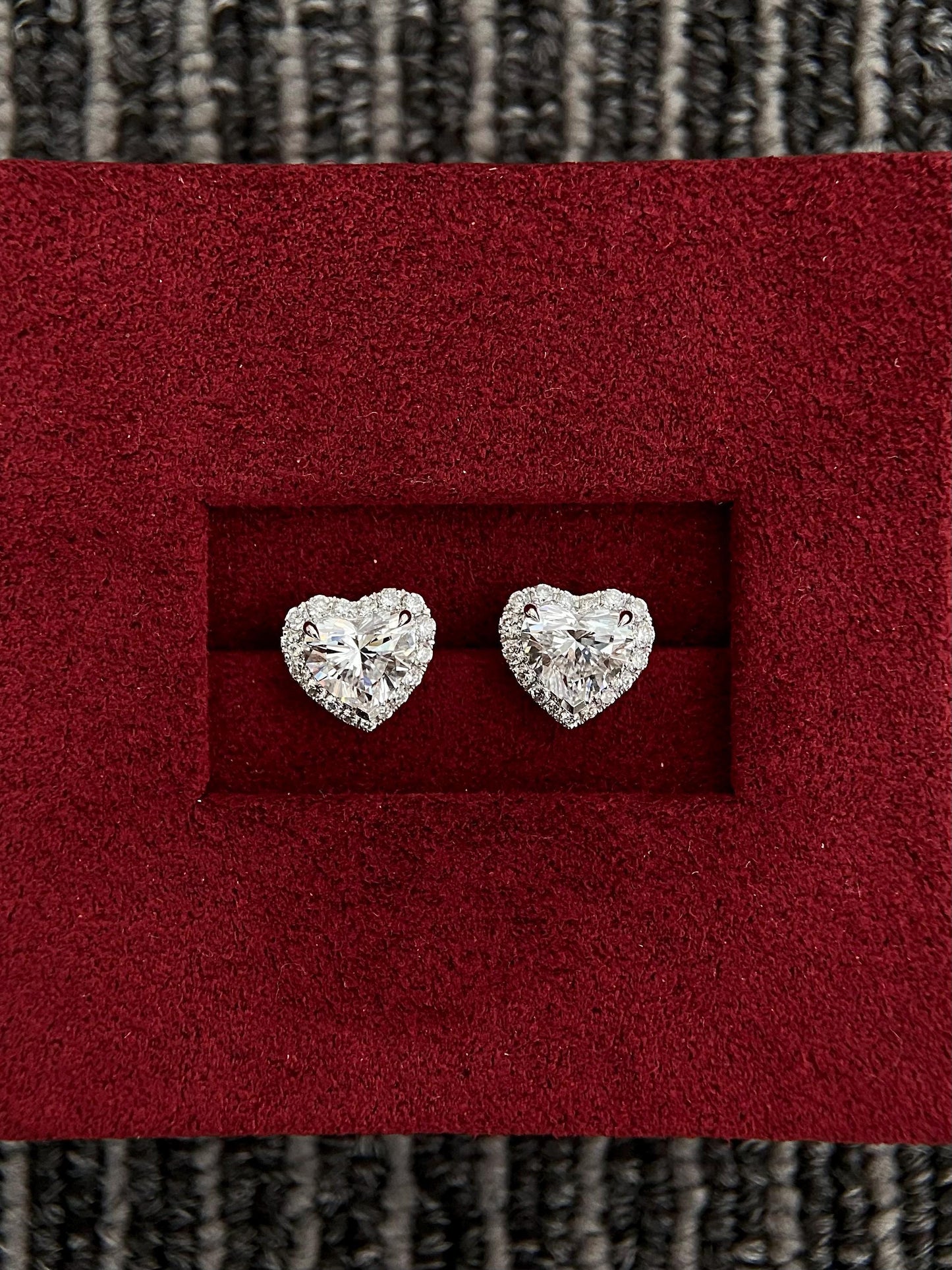 Solitaire Stud Earrings with 2.0 TCW Heart Cut Moissanite