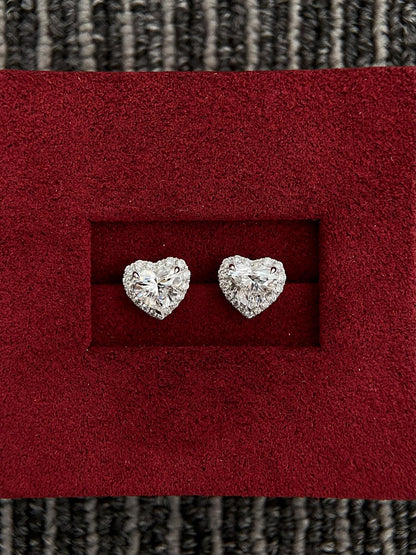 Solitaire Stud Earrings with 2.0 TCW Heart Cut Moissanite