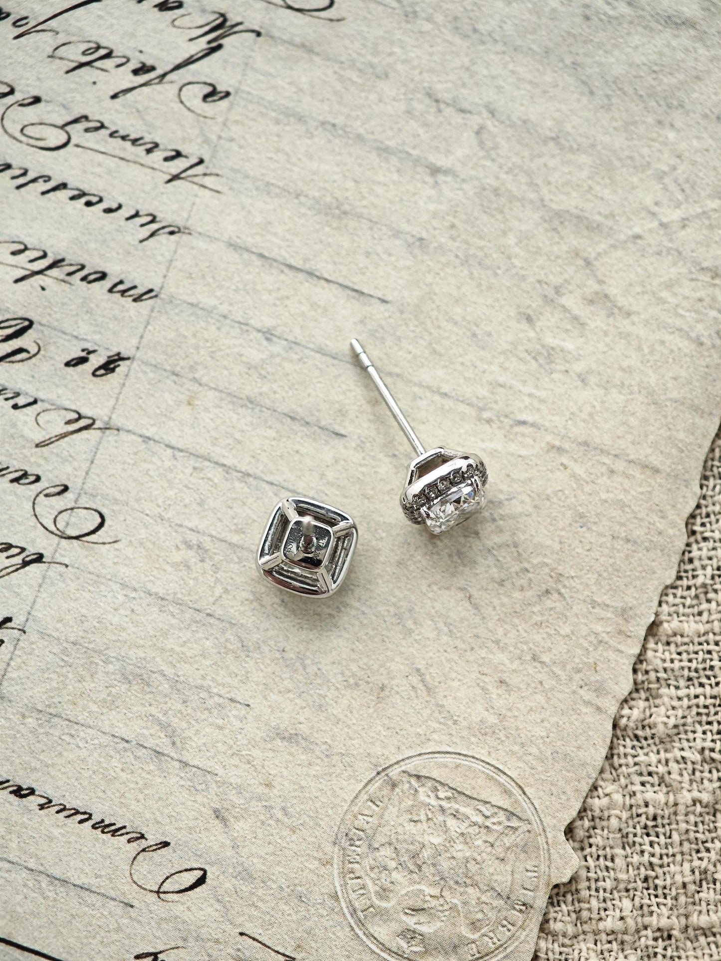Halo Earrings with 1.0 TCW Cushion Cut Moissanite