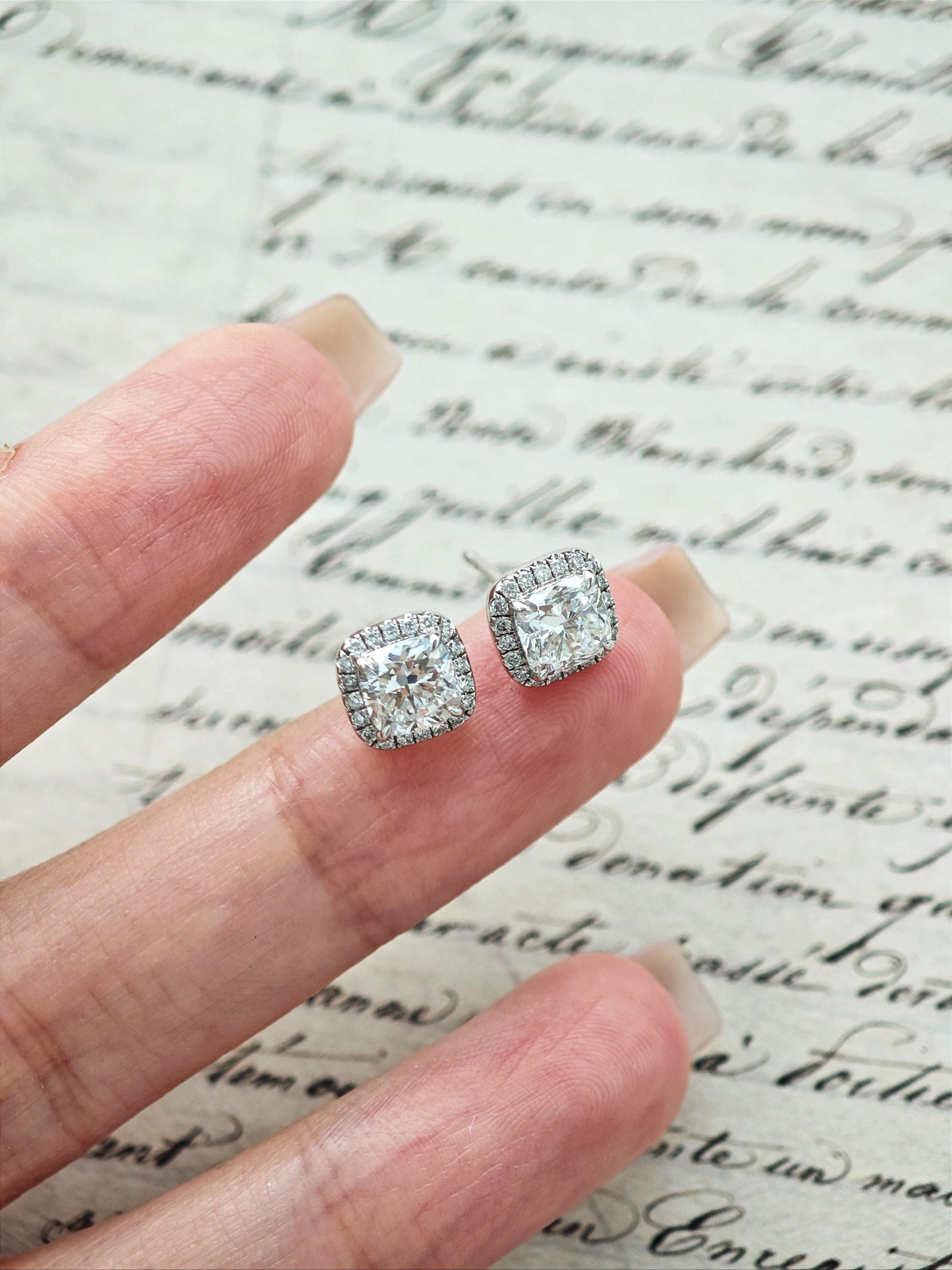 Halo Earrings with 1.0 TCW Cushion Cut Moissanite