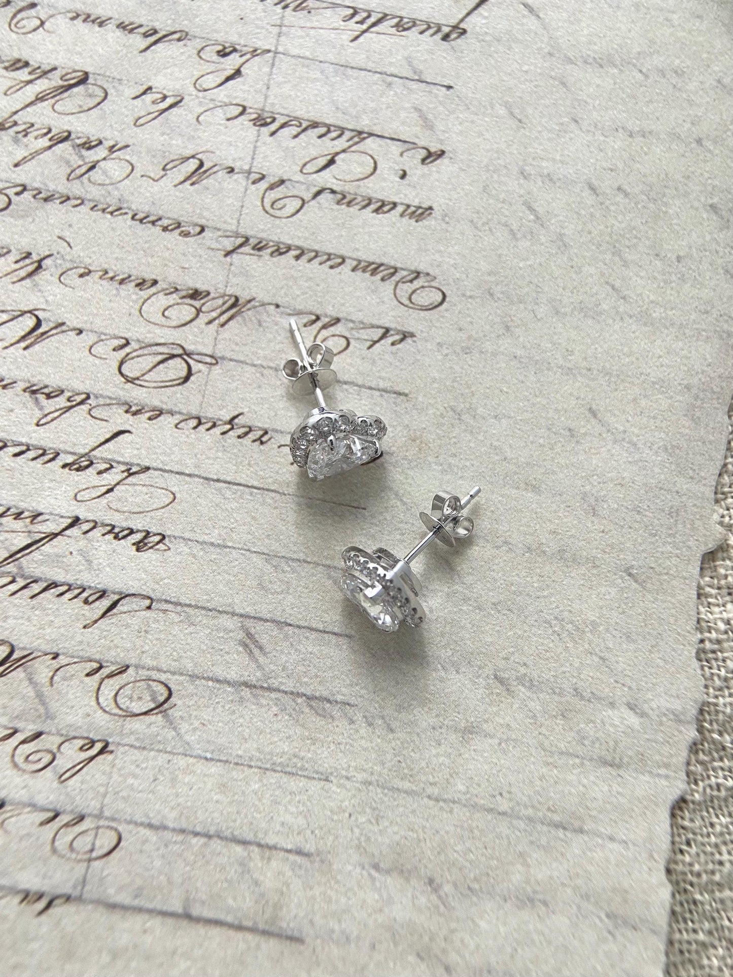 Solitaire Stud Earrings with 2.0 TCW Heart Cut Moissanite