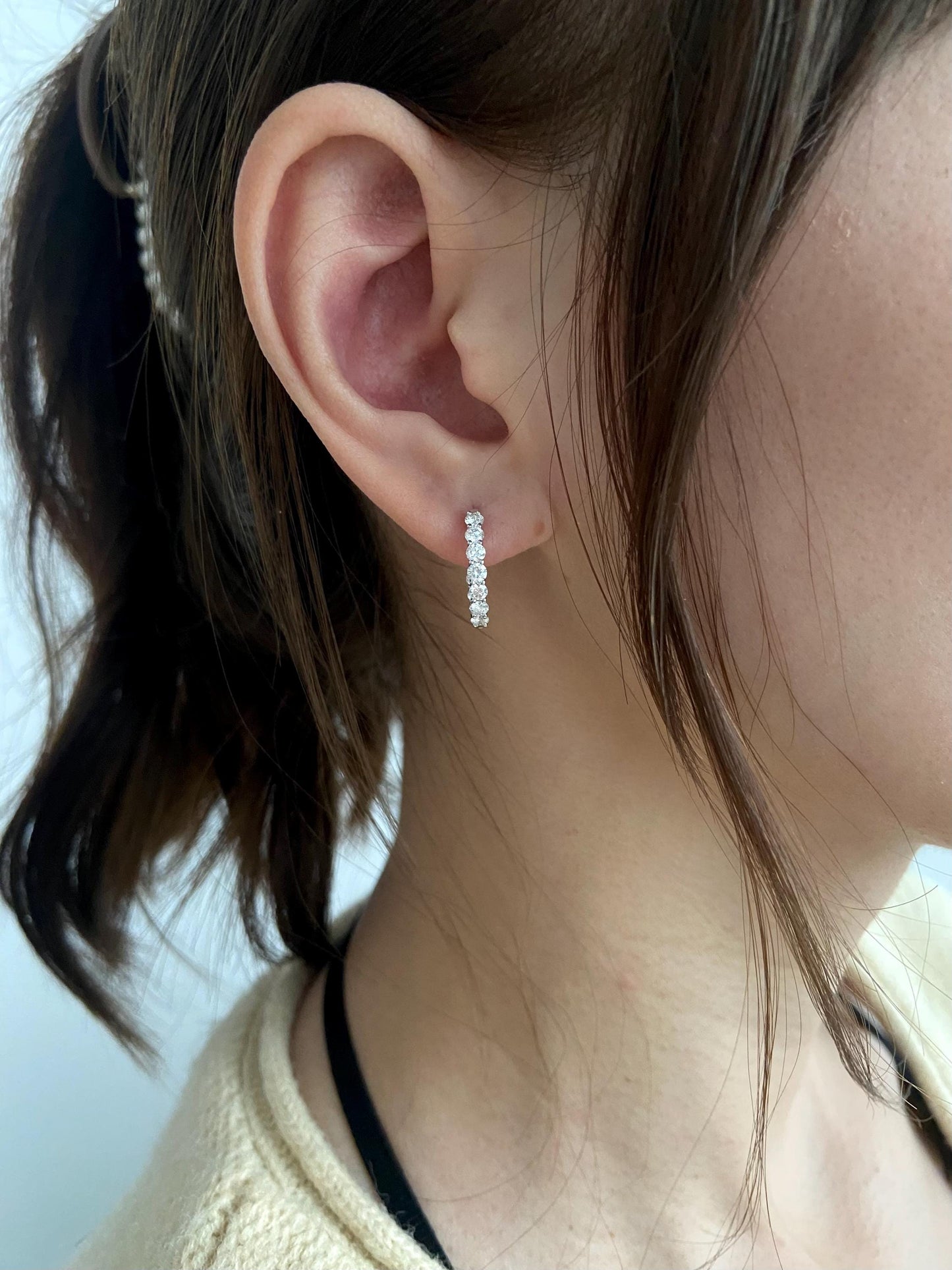 Open Circle Hoops Earrings with 1.20 TCW Round Cut Moissanite