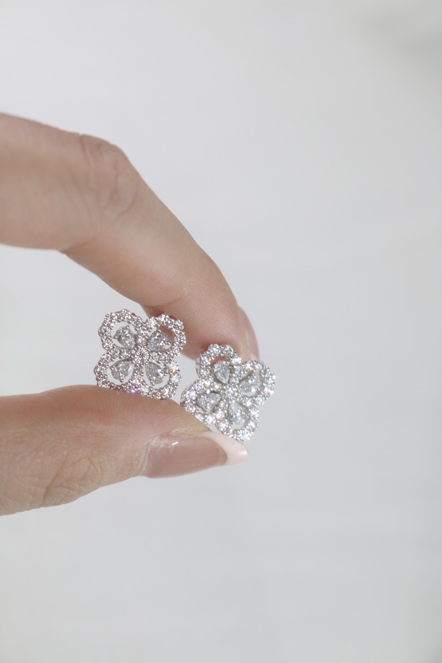 cluster Stud Earrings with 1.60 TCW Pear & Round Cut Moissanite