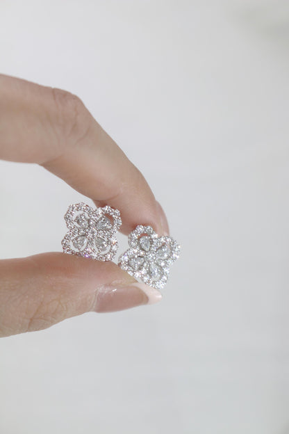 cluster Stud Earrings with 1.60 TCW Pear & Round Cut Moissanite